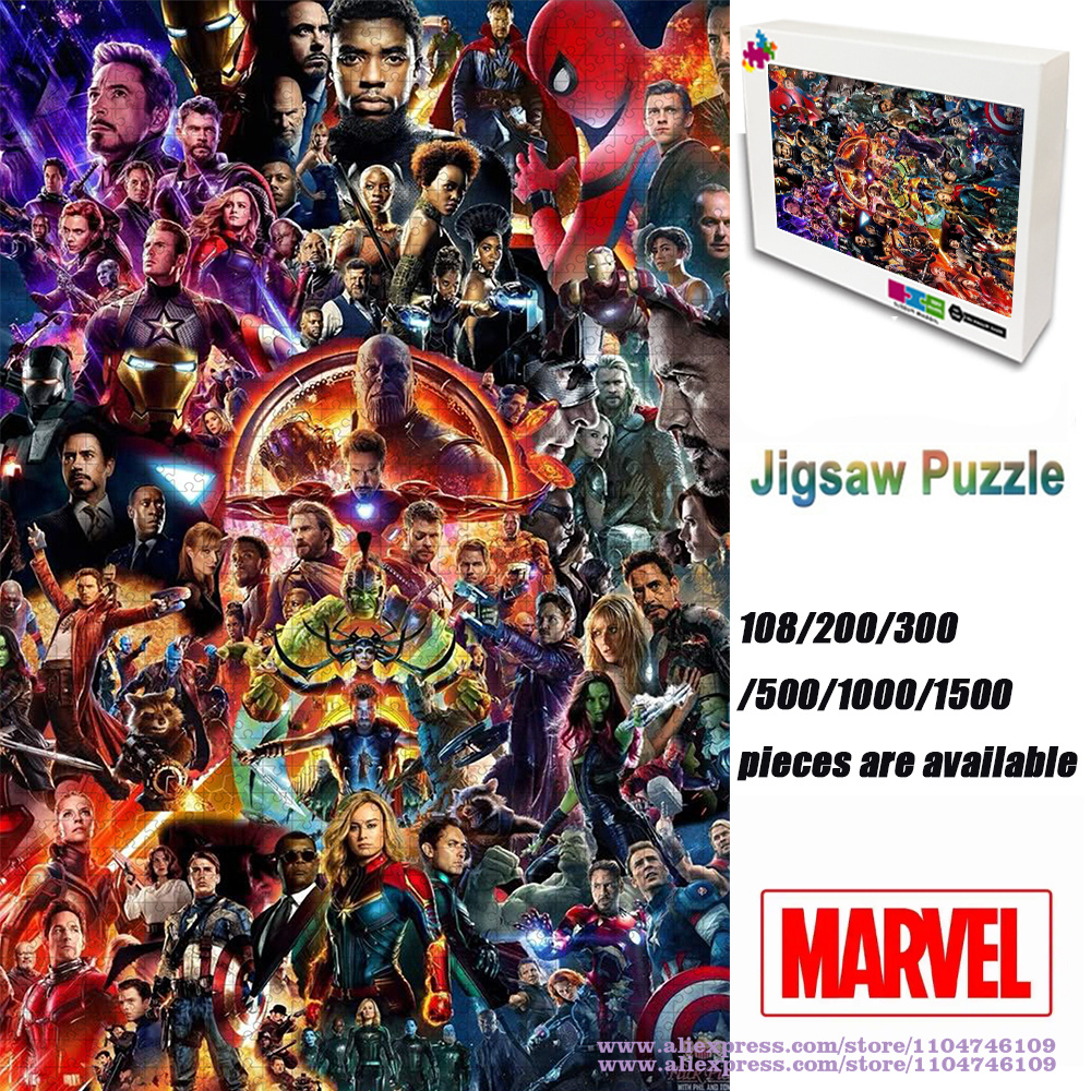 Wooden Puzzle Kids - Marvel Characters Collections Puzzle Jigsaw 108/200/300/500/1000/1500Pcs