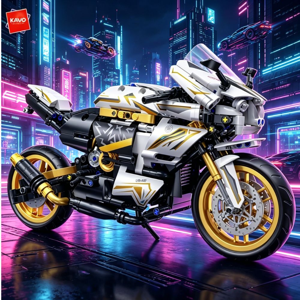Kids Toys Under $10 - KAVOWORLD 704PCS Mechanical Structure Motorcycle Building