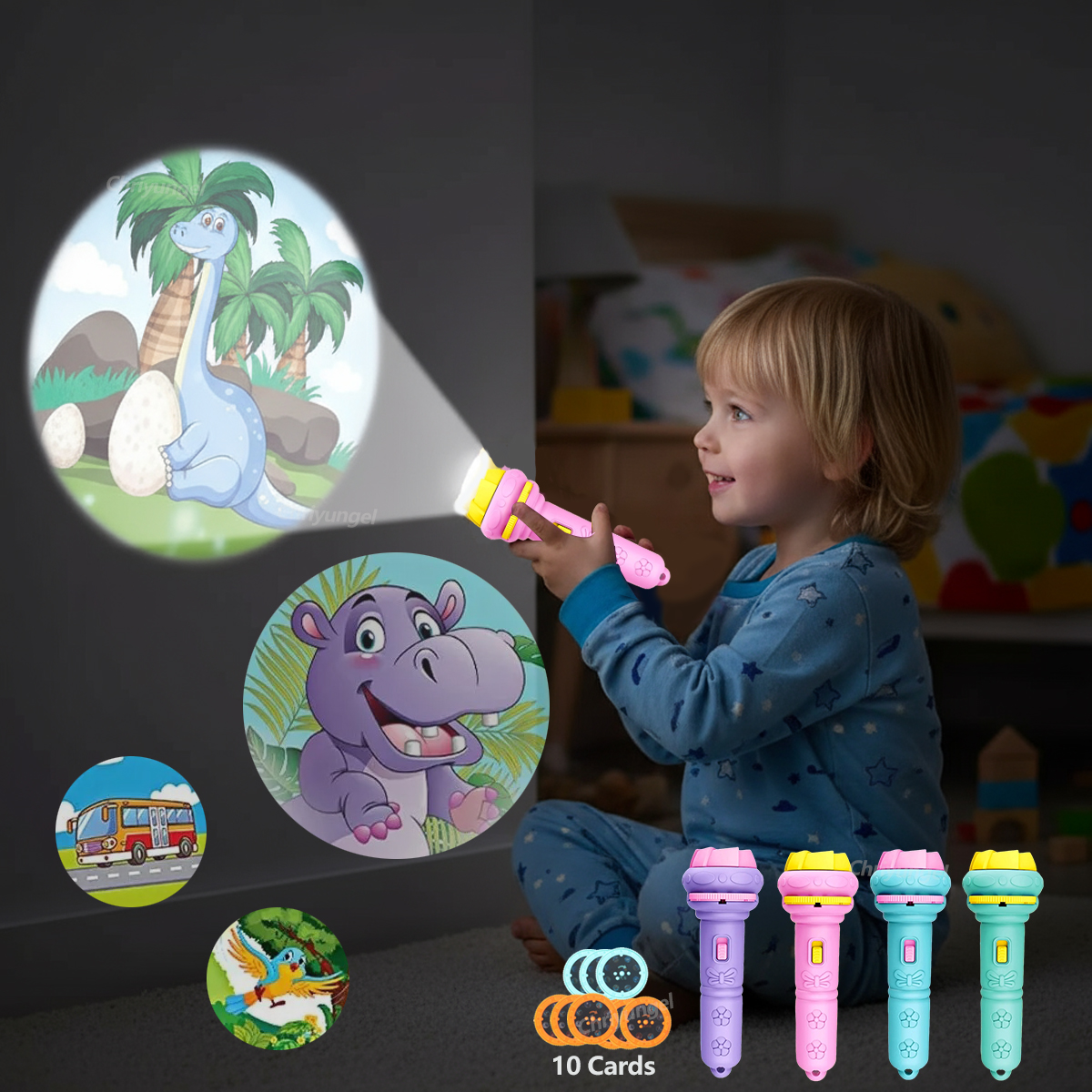 Kids Toys Under $10 - Projector Flashlight for Kids 10 Cards