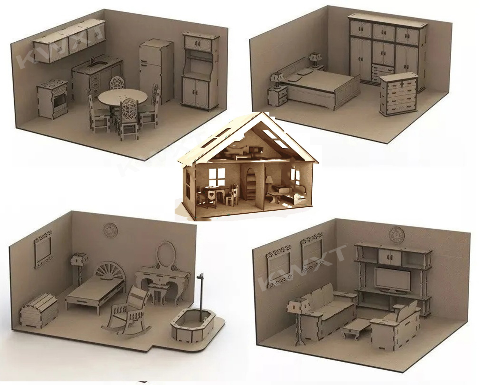 Kids Toys Vector - 10 kid Doll House Funiture Puzzle