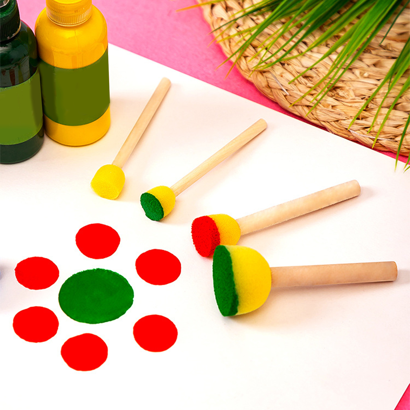 5pcs Round Stencil Sponge Wood - Kid Toys And Craft review and price